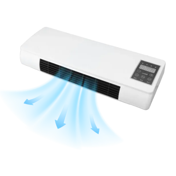 BlizzAir portable air cooler: a slim white unit with a black vent grille and touch control panel